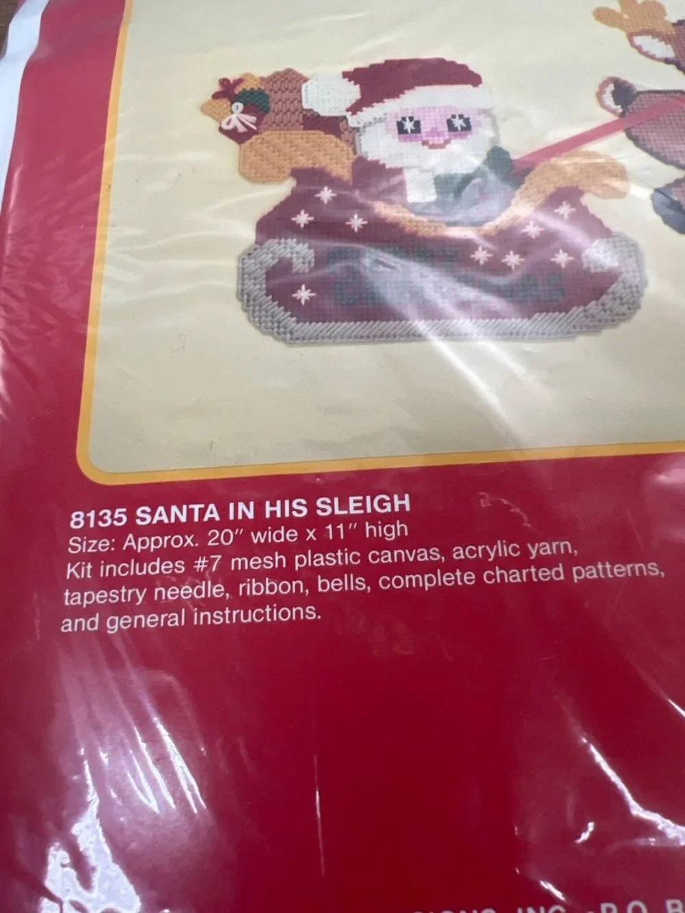 Santa In His Sleigh Plastic Canvas Kit 20